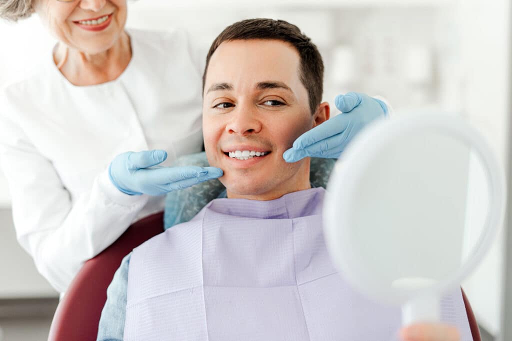 Man having his teeth cleaned